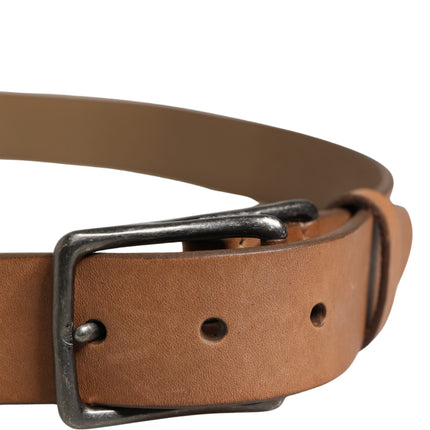 Dolce & Gabbana Men Brown Leather Classic Metal Buckle Belt