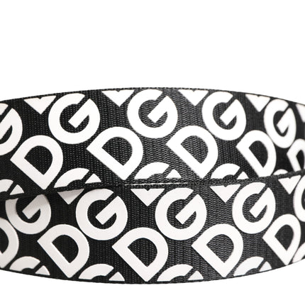 Dolce & Gabbana White Black Logo Leather Metal Buckle Belt