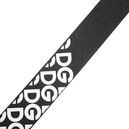 Dolce & Gabbana White Black Logo Leather Metal Buckle Belt