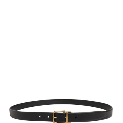 Dolce & Gabbana Men Black Classic Leather Metal Buckle Belt