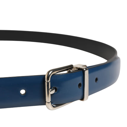 Dolce & Gabbana Men Blue Classic Leather Metal Buckle Belt