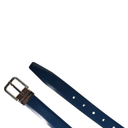 Dolce & Gabbana Men Blue Classic Leather Metal Buckle Belt