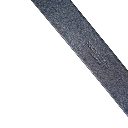 Dolce & Gabbana Men Blue Calf Leather Logo Metal Buckle Belt