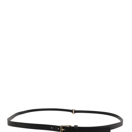 Dolce & Gabbana Men Black Leather Classic Metal Buckle Belt