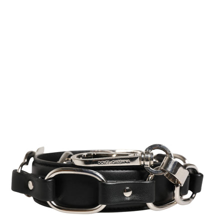 Dolce & Gabbana Black Leather Silver Chain Bag Accessory Shoulder Strap