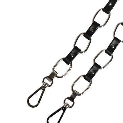 Dolce & Gabbana Black Leather Silver Chain Bag Accessory Shoulder Strap