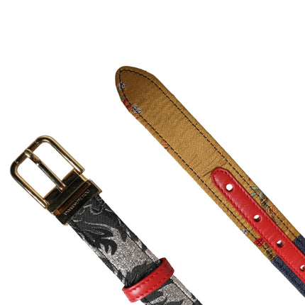 Dolce & Gabbana Multicolor Floral Jacquard Metal Buckle Belt