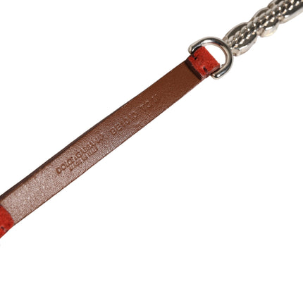 Dolce & Gabbana Red Velvet Crystals Chain Embellished Belt