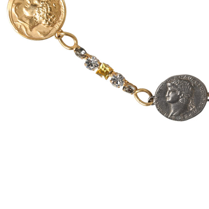 Dolce & Gabbana Gold Brass Chain Coin Embellished Metal Buckle Belt