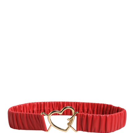 Dolce & Gabbana Red Leather Gold Heart Metal Buckle Belt