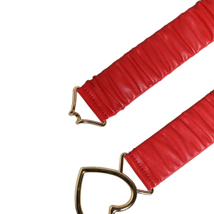 Dolce & Gabbana Red Leather Gold Heart Metal Buckle Belt