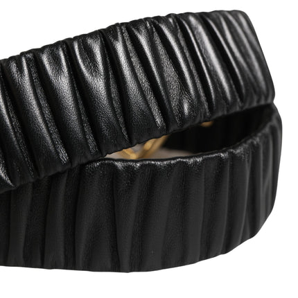 Dolce & Gabbana Black Leather Gold Heart Metal Buckle Belt