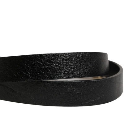 GF Ferre Black Leather Thin Gold Metal Brass Buckle Waist Belt