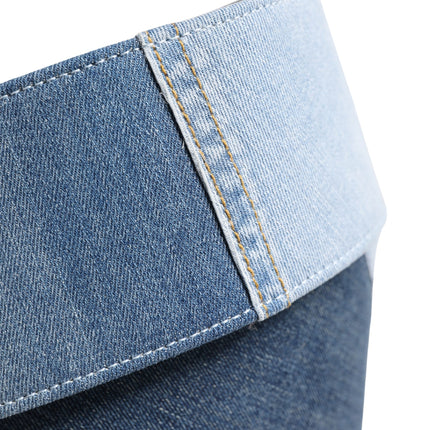 Dolce & Gabbana Blue Two Tone Denim Gold Metal Buckle Belt