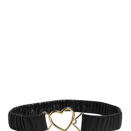 Dolce & Gabbana Black Leather Gold Heart Metal Buckle Belt