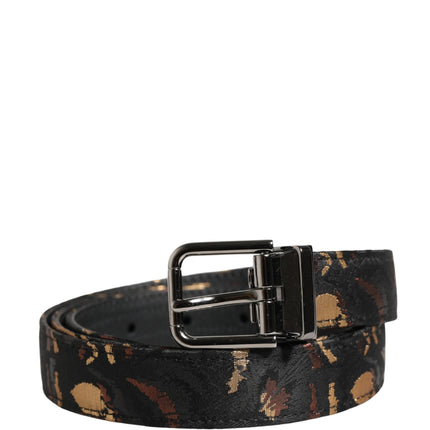 Dolce & Gabbana Multicolor Jacquard Silver Metal Buckle Belt