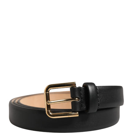 Dolce & Gabbana Black Classic Leather Gold Metal Buckle Belt