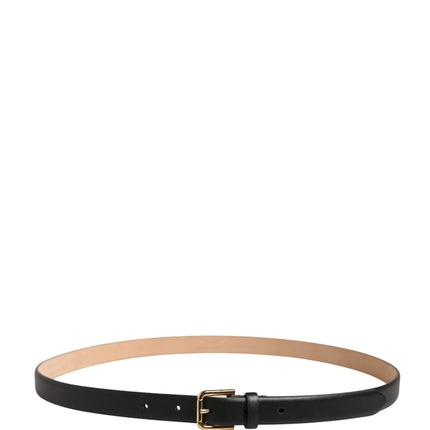 Dolce & Gabbana Black Classic Leather Gold Metal Buckle Belt
