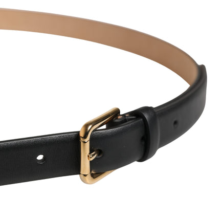 Dolce & Gabbana Black Classic Leather Gold Metal Buckle Belt