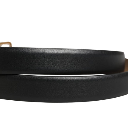 Dolce & Gabbana Black Classic Leather Gold Metal Buckle Belt