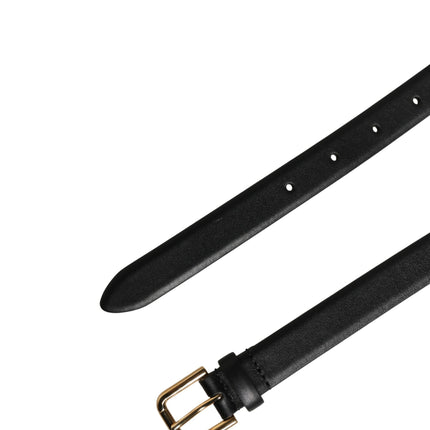 Dolce & Gabbana Black Classic Leather Gold Metal Buckle Belt