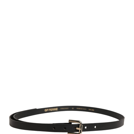 GF Ferre Black Leather Slim Gold Tone Buckle Waist Men Belt