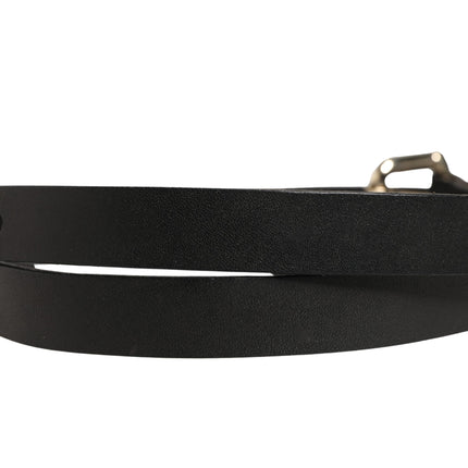 GF Ferre Black Leather Slim Gold Tone Buckle Waist Men Belt