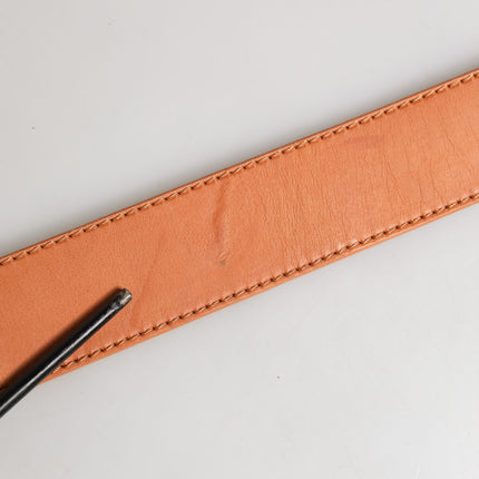 GF Ferre Orange Leather Hexagon Metal Buckle Waist Women Belt