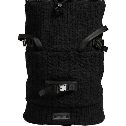 Dolce & Gabbana Black Tricot Wool Blend Duffel Backpack Travel Borse Bag