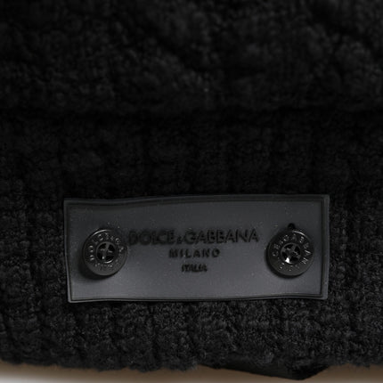 Dolce & Gabbana Black Tricot Wool Blend Duffel Backpack Travel Borse Bag