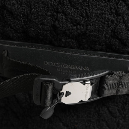 Dolce & Gabbana Black Tricot Wool Blend Duffel Backpack Travel Borse Bag