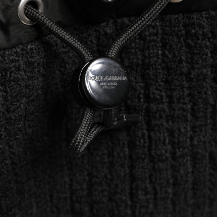 Dolce & Gabbana Black Tricot Wool Blend Duffel Backpack Travel Borse Bag