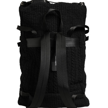 Dolce & Gabbana Black Tricot Wool Blend Duffel Backpack Travel Borse Bag