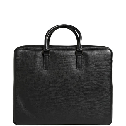 Dolce & Gabbana Black Car Man Applique Leather Weekender Borse Bag