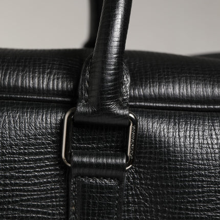 Dolce & Gabbana Black Car Man Applique Leather Weekender Borse Bag