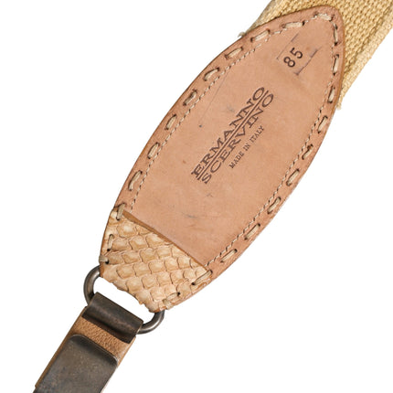 Ermanno Scervino Beige Canvas Embellished Metal Buckle Belt
