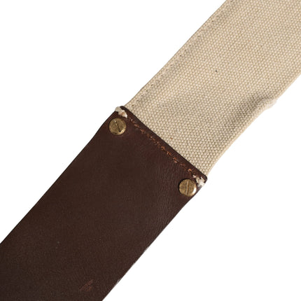 Ermanno Scervino Beige Brown Leather Canvas Metal Buckle Belt