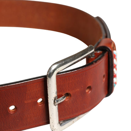 GF Ferre Bordeaux Wide Leather Waist Gold Silver Buckle Belt