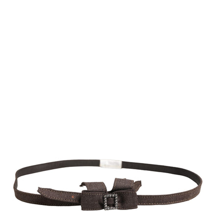 Ermanno Scervino Dark Brown Wool Bow Embellished Buckle Belt