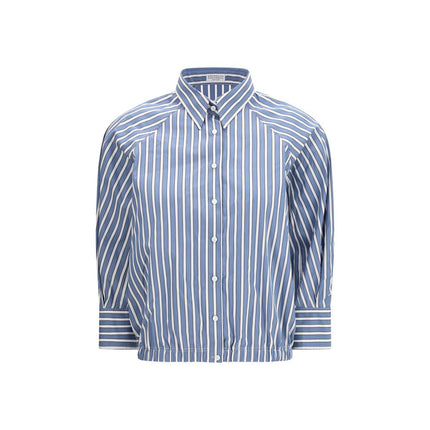 Brunello Cucinelli Blue Cotton Shirt