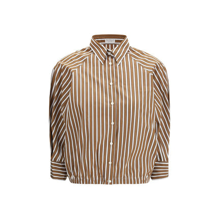 Brunello Cucinelli Brown Cotton Shirt