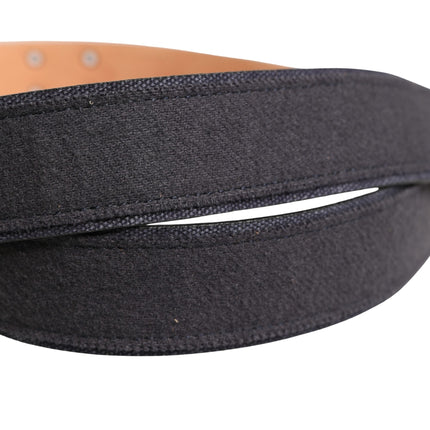 Ermanno Scervino Black Wool Cotton Logo Metal Buckle Belt