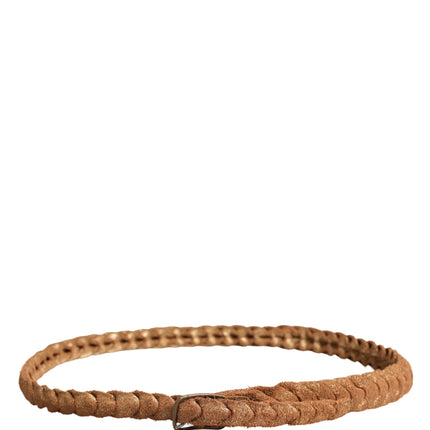 Ermanno Scervino Brown Leather Braided Metal Buckle Belt