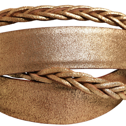 Ermanno Scervino Brown Leather Braided Metal Buckle Belt