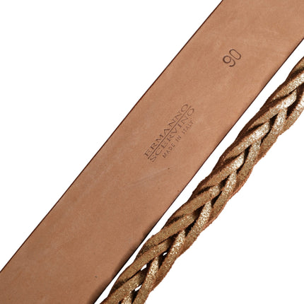 Ermanno Scervino Brown Leather Braided Metal Buckle Belt