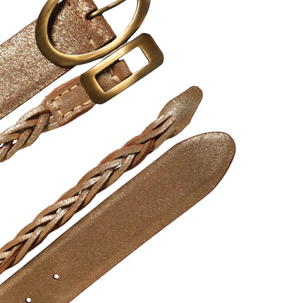 Ermanno Scervino Brown Leather Braided Metal Buckle Belt