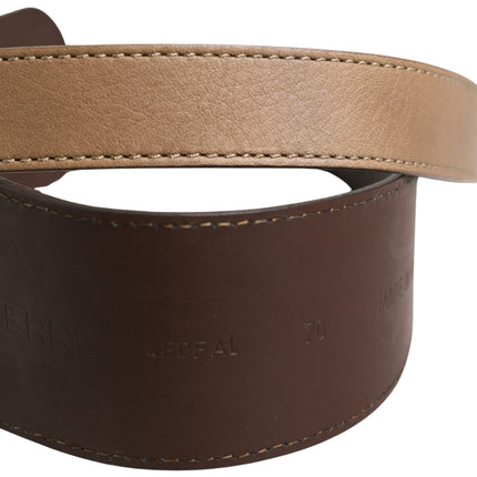 GF Ferre Brown Genuine Leather Logo Wide Waist Women Belt