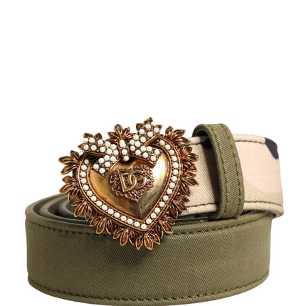 Dolce & Gabbana Green Camouflage Devotion Metal Buckle Belt