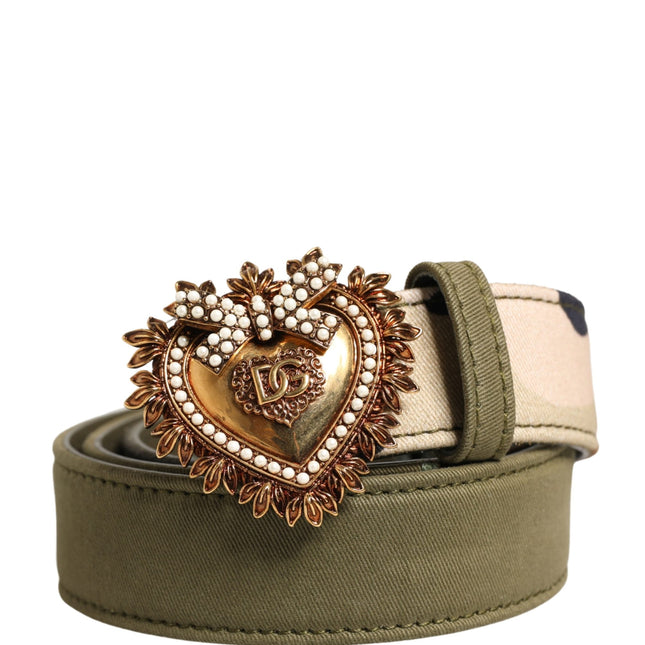 Dolce & Gabbana Green Camouflage Devotion Metal Buckle Belt