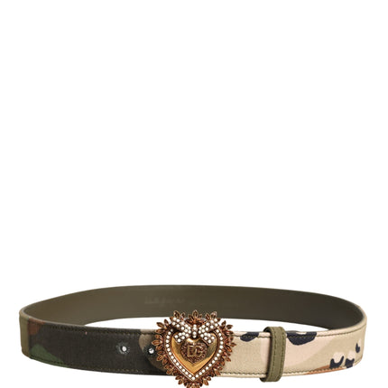 Dolce & Gabbana Green Camouflage Devotion Metal Buckle Belt